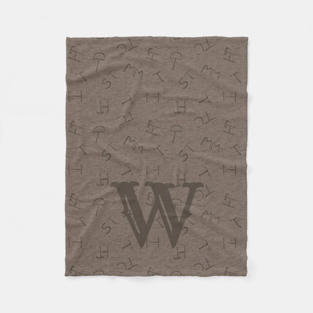 Big Letter Cattle Brand Brown Fleecedecke (Vorderseite)