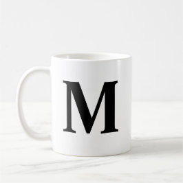 Big Letter Monogram Modern Minimal Schwarz-weiß Kaffeetasse