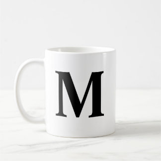 Big Letter Monogram Modern Minimal Schwarz-weiß Kaffeetasse