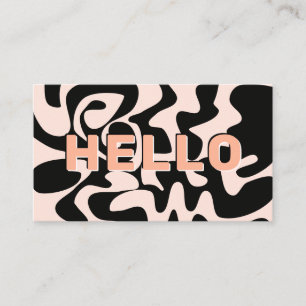 Big Letters Hello Modern Black and Pastellrosa Visitenkarte