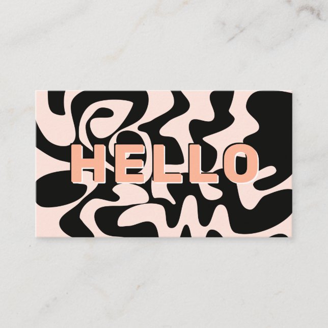 Big Letters Hello Modern Black and Pastellrosa Visitenkarte (Vorderseite)
