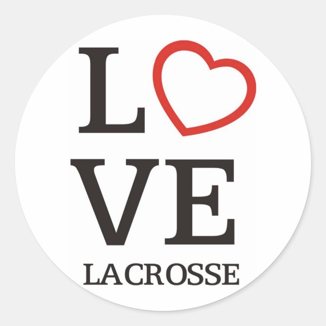 Big LIEBE Lacrosse Runder Aufkleber (Vorderseite)