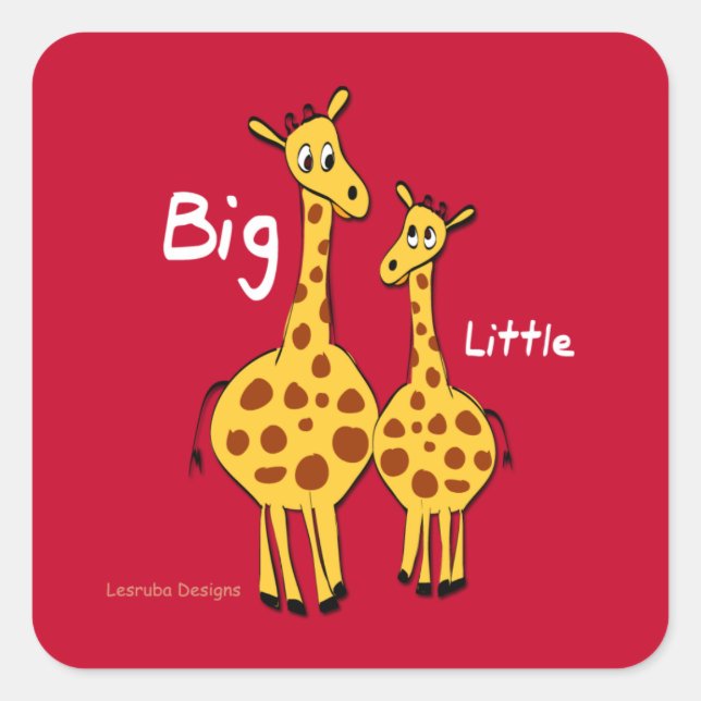 Big Little Giraffe Quadratischer Aufkleber (Vorderseite)