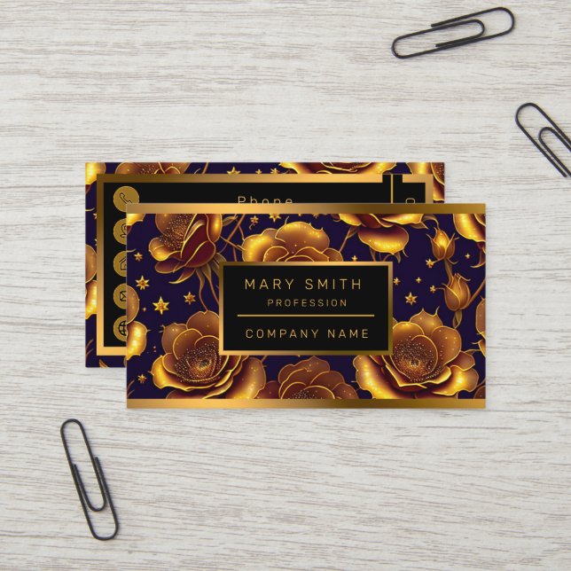 Big Luxury Gold Trendy Rose Collection Visitenkarte (Vorderseite/Rückseite Beispiel)
