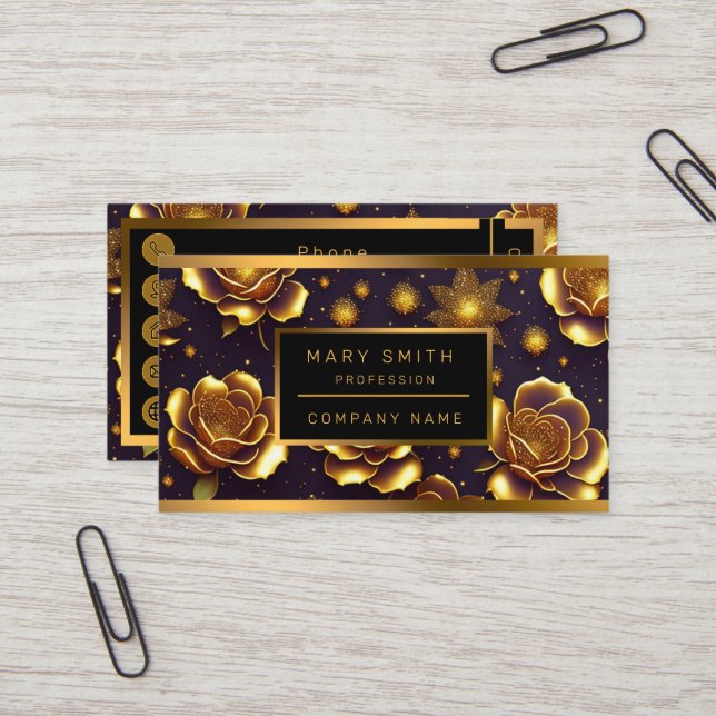 Big Luxus Gold Rose Moderne Kollektion Visitenkarte (Vorderseite/Rückseite Beispiel)