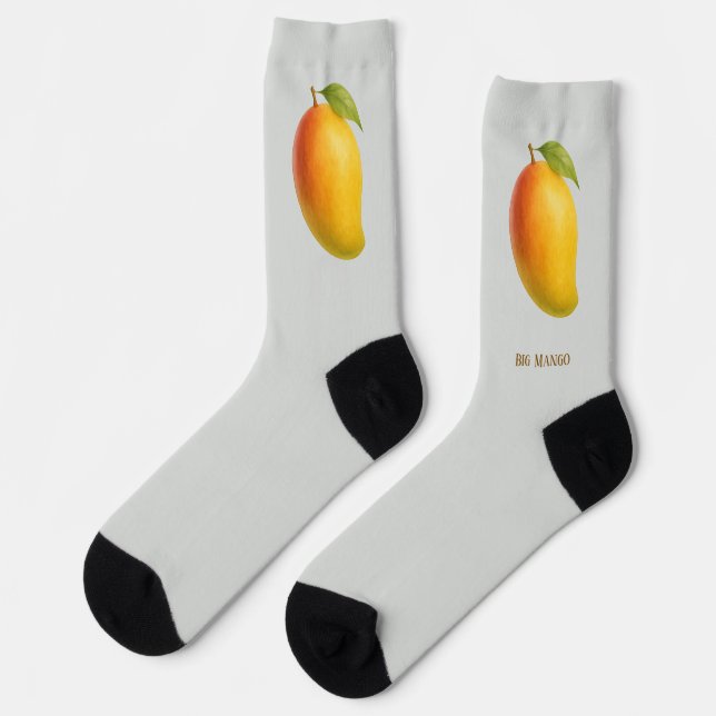 Big Mango, Sweet Fruit and Name on Gray Socken (Linkes Detail)