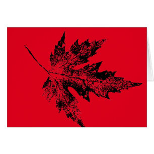 "Big Maple in Black on Red" Country Grußkarte