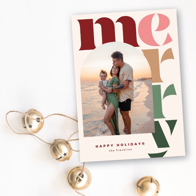 Big Merry Modern Arch Photo Carte de vacances (Créateur téléchargé)