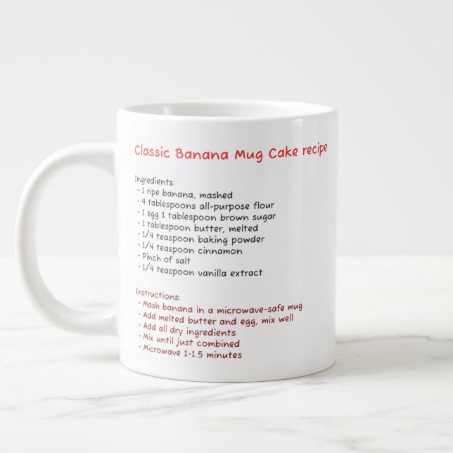 Big Microwave-Tasse (Tasse-Rezept für Bananen Jumbo-Tasse (Links)