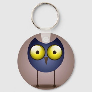 Big Mit Augen Blue Owl Button Schlüsselanhänger