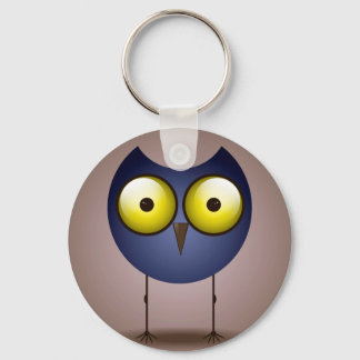 Big Mit Augen Blue Owl Button Schlüsselanhänger