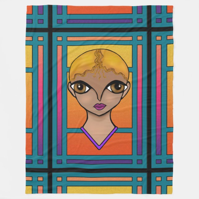 Big Mit Augen Girl Fleecedecke (Vorderseite)