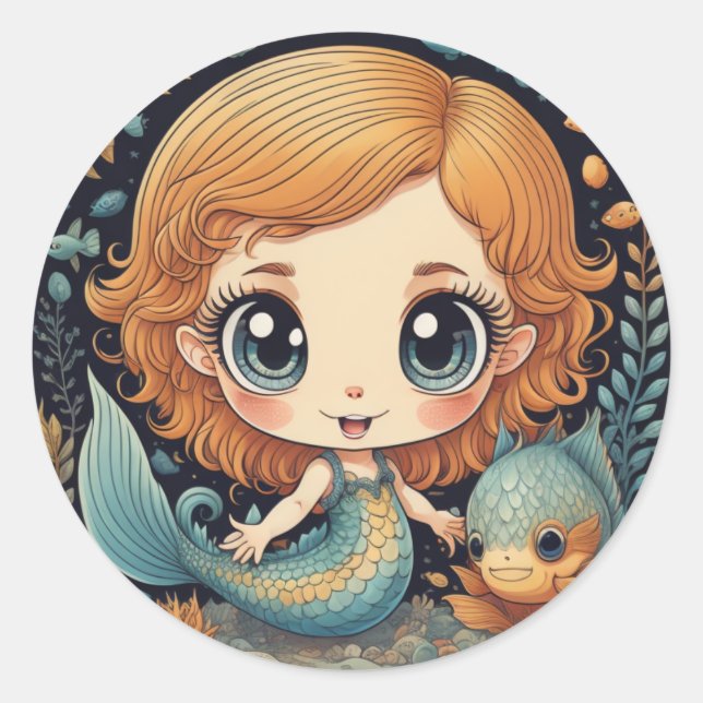 Big Mit Augen Mermaid Sticker (Vorderseite)
