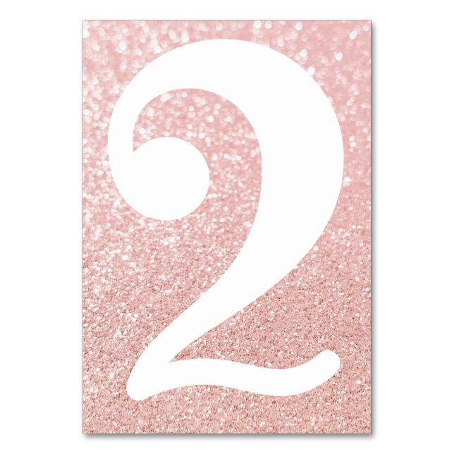 Big Modern Number Imitats Rose Gold Bokeh Glitzer Tischnummer (Vorderseite)