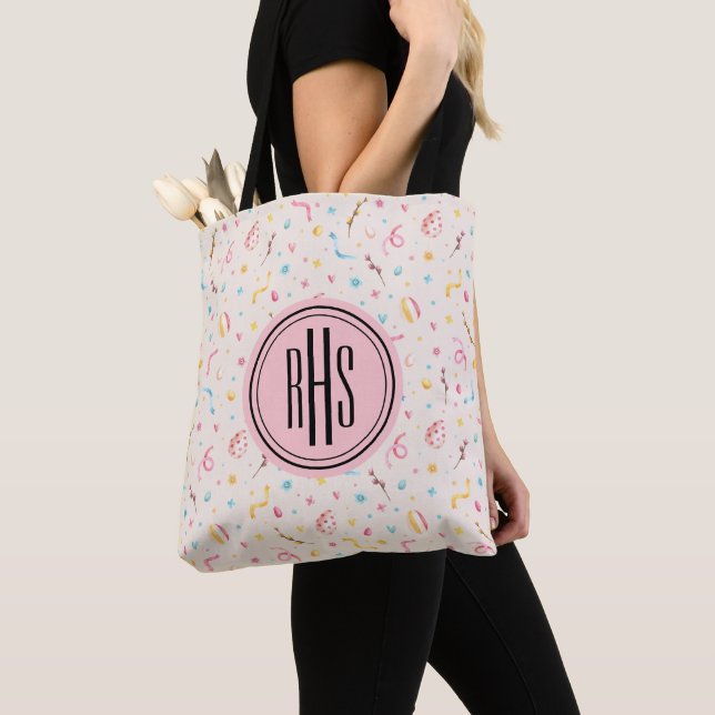 Big Monogram auf Spring-Easter Muster Tote Bag Tasche (Von Nahem)