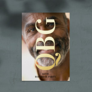 Big Monogram Bold Pressed Gold 60. Geburtstag Folieneinladung
