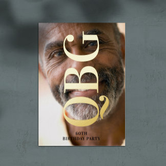 Big Monogram Bold Pressed Gold 60. Geburtstag Folieneinladung