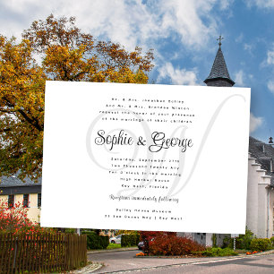 Big Monogram Mariage Black n White Invitations