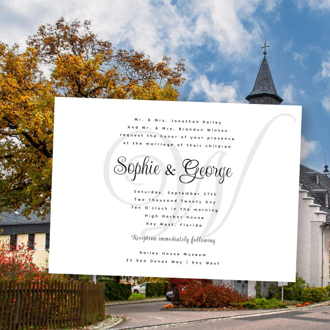 Big Monogram Wedding Black n White Einladungen (Von Creator hochgeladen)