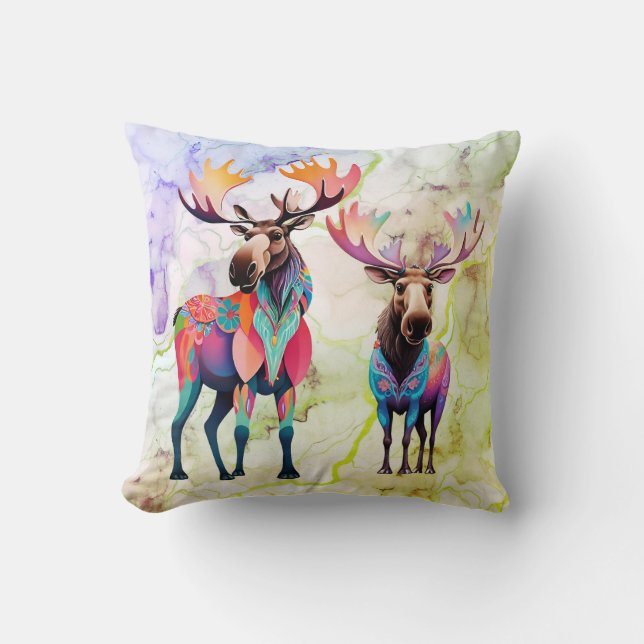 Big Moose et un ami MooseThailler Coussin (Recto)