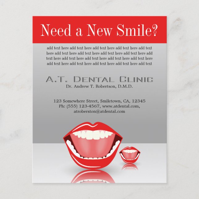 Big Mouth Small Dentist Zahnmedizin Zahnschmerzen  Flyer (Vorne)