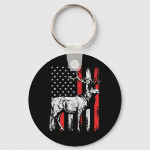 Big Mule Deer Hunter American Flag Shirts Schlüsselanhänger