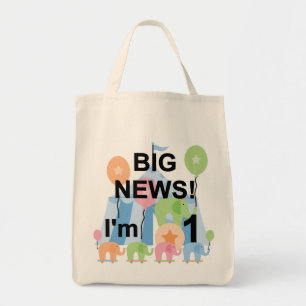 Big News Circus 1. Geburtstag T - Shirt und Gesche Tragetasche