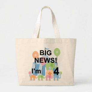 Big News Circus 4. Geburtstag T Shirts und Geschen Jumbo Stoffbeutel