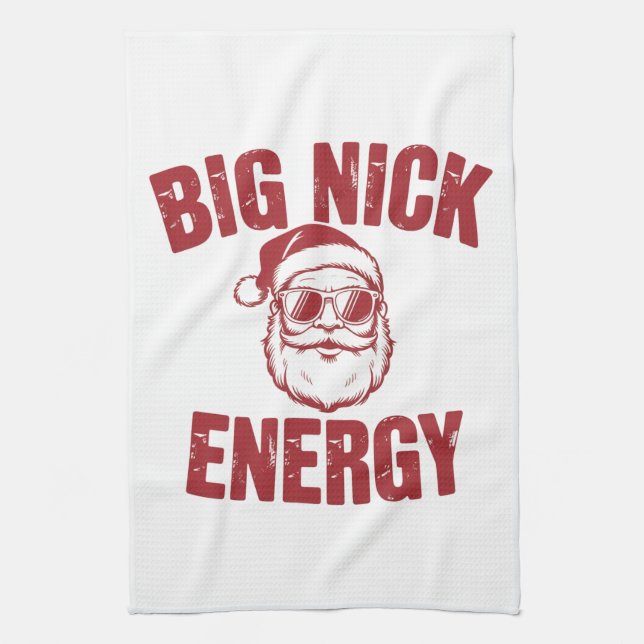 Big Nick Energy Funny Santa Rude Weihnachts-Joke Geschirrtuch (Vertikal)