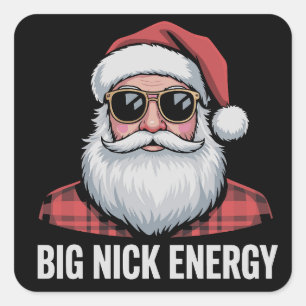 Big Nick Energy Weihnachten Santa Sonnenbrille Xma Quadratischer Aufkleber