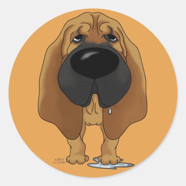 Big Nose Bloodhound Runder Aufkleber (Vorderseite)