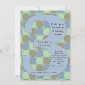 Big Number 3. Geburtstagsparty des Jungen Einladung