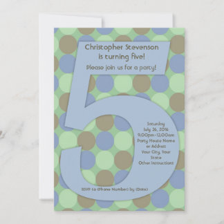 Big Number 5 Boys 5. Geburtstagsparty Einladung