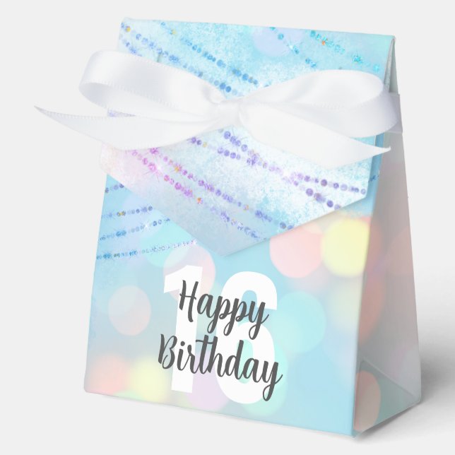 Big Number Bokeh Birthday Gevor Box Geschenkschachtel (Vorderseite)