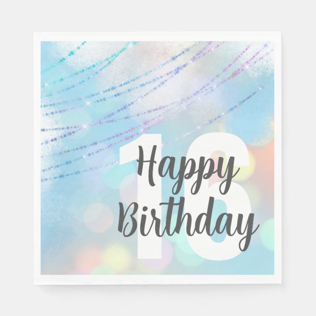 Big Number Bokeh Geburtstagsessen Napkins Serviette (Vorderseite)