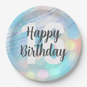 Big Number Bokeh Geburtstagsparty Napkins Pappteller