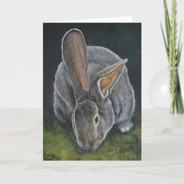Big Oars Bunny Animal Art Grußkarte Karte (Vorderseite)