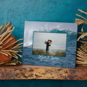 Big Ocean Wave photo nouvellement mariée Plaque ca