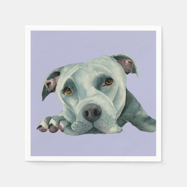 Big Ol' Head - Pit Bull Dog Aquarellmalerei Serviette (Vorderseite)