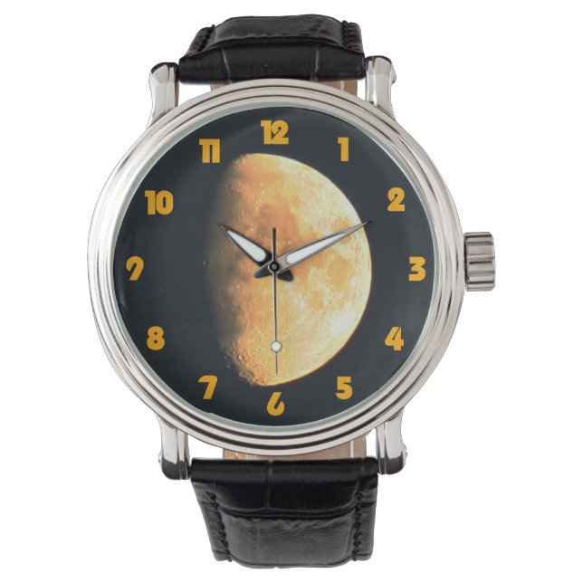 Big Old Moon Fat Orange Zahlen waren Armbanduhr (Vorderseite)