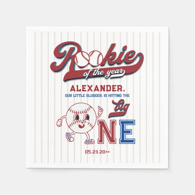 Big One Baseball Rookie des Jahres ersten Geburtst Serviette (Vorderseite)