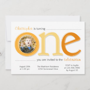 Big One mit Foto Cutout Birthday Card - Orange Einladung