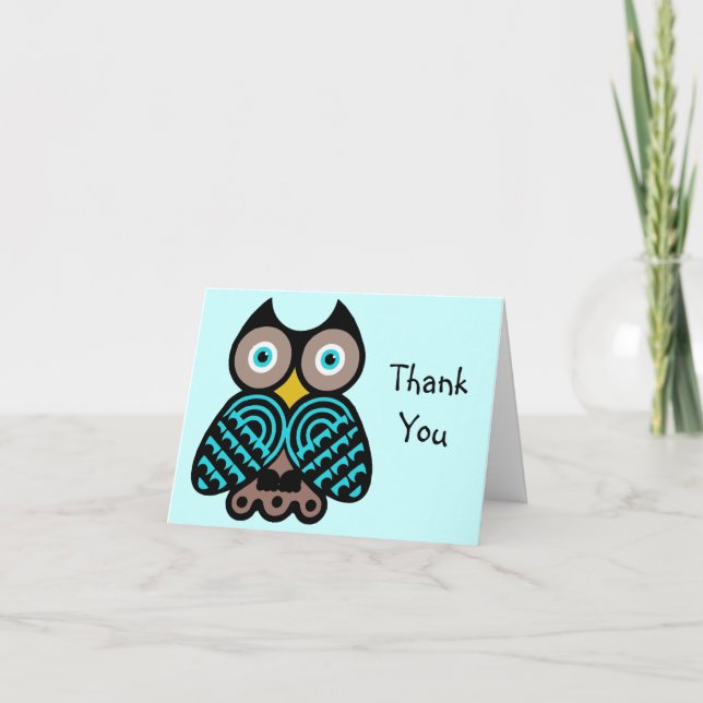 Big Owl Dankeschön Note Card Dankeskarte (Vorderseite)