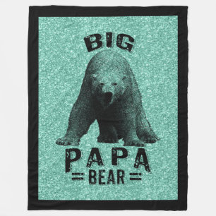 Big Papa Bär Schwarzer Rahmen Text & Polarbär Fleecedecke