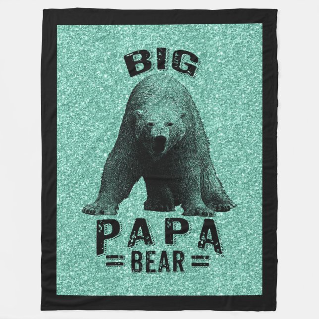 Big Papa Bär Schwarzer Rahmen Text & Polarbär Fleecedecke (Vorderseite)