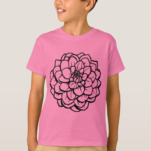 Big Pen und Tinte Dahlia - Schwarz auf Weiß T-Shirt (Vorderseite)