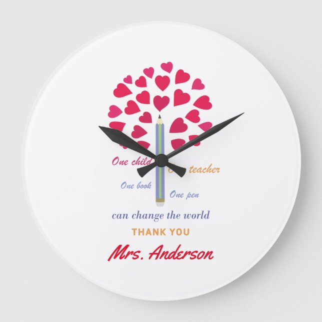 Big Pencil Baum / Lehrer Wertschätzung Große Wanduhr (Vorderseite)