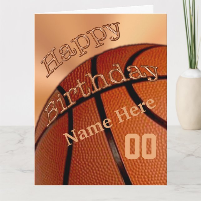 BIG Personalisiert Happy Birthday Basketball Karte (Vorderseite)