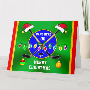 BIG personnalisé, Cartes de Noël de hockey, 3 TAIL