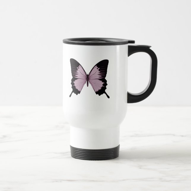 Big Pink & Black Butterfly - Persönlich gestalten Reisebecher (Rechts)
